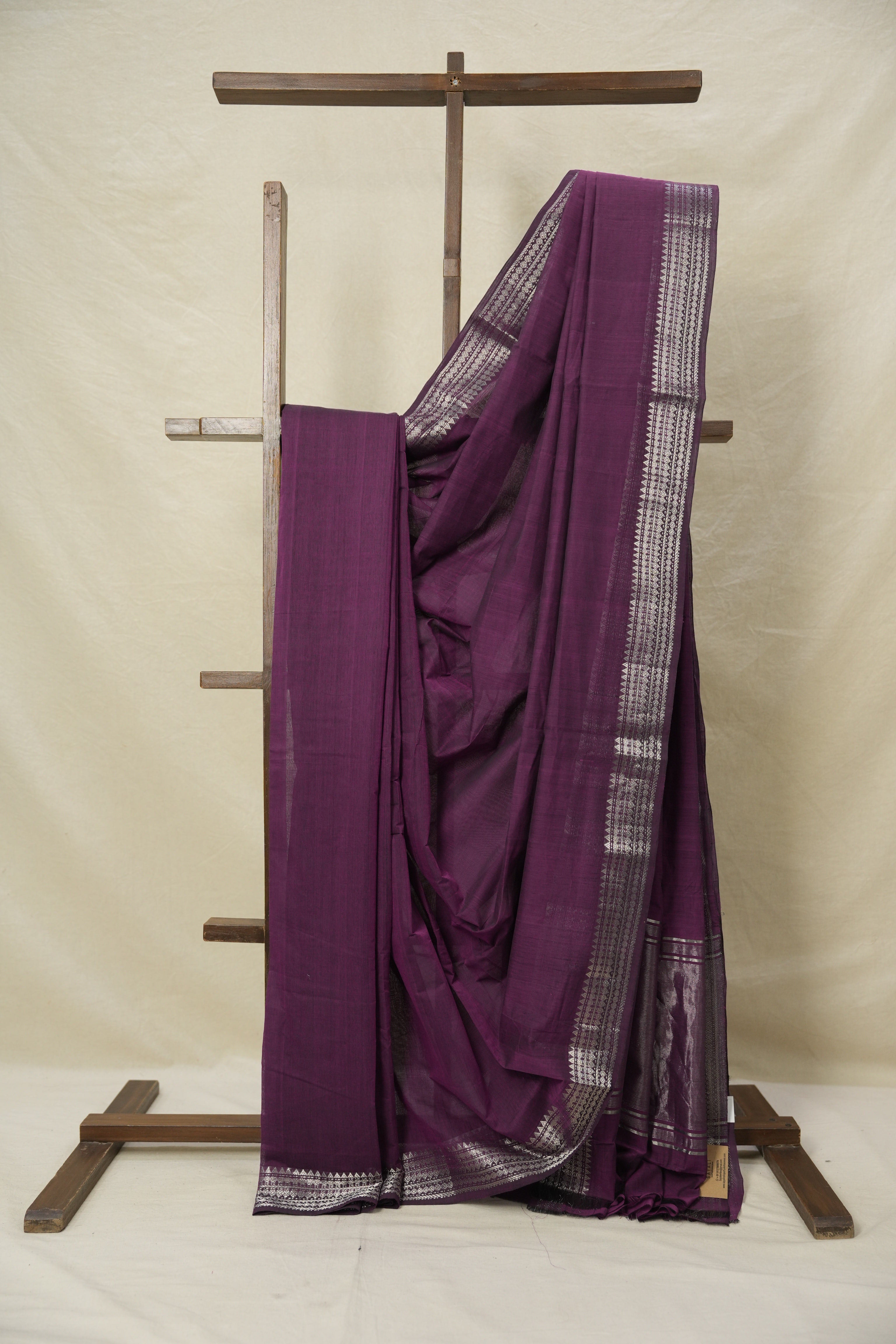Purple Cotton Mangalgiri Saree - SRPCMS65