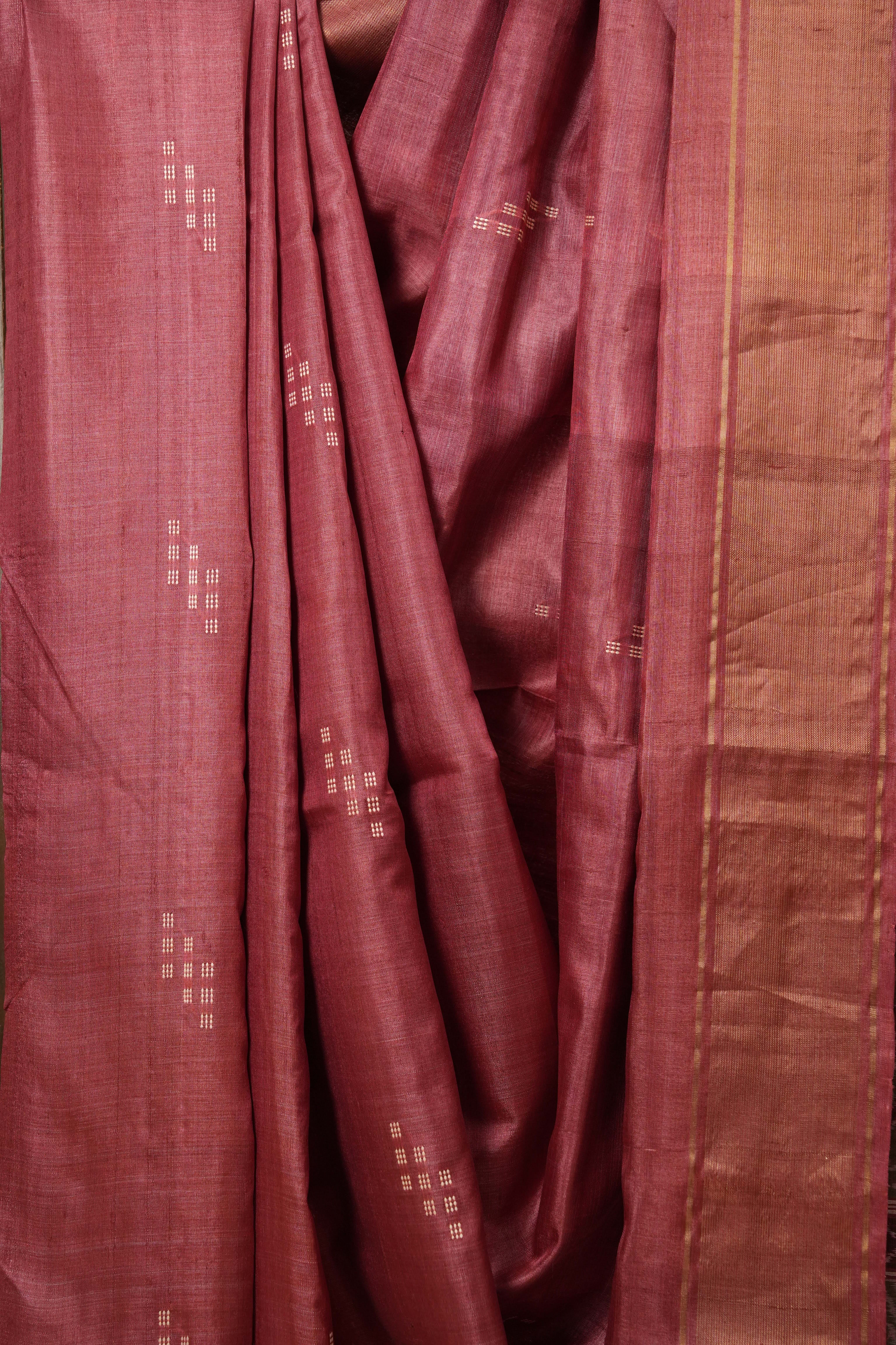 Pink Tussar Silk Saree - SRPTSS59-PI