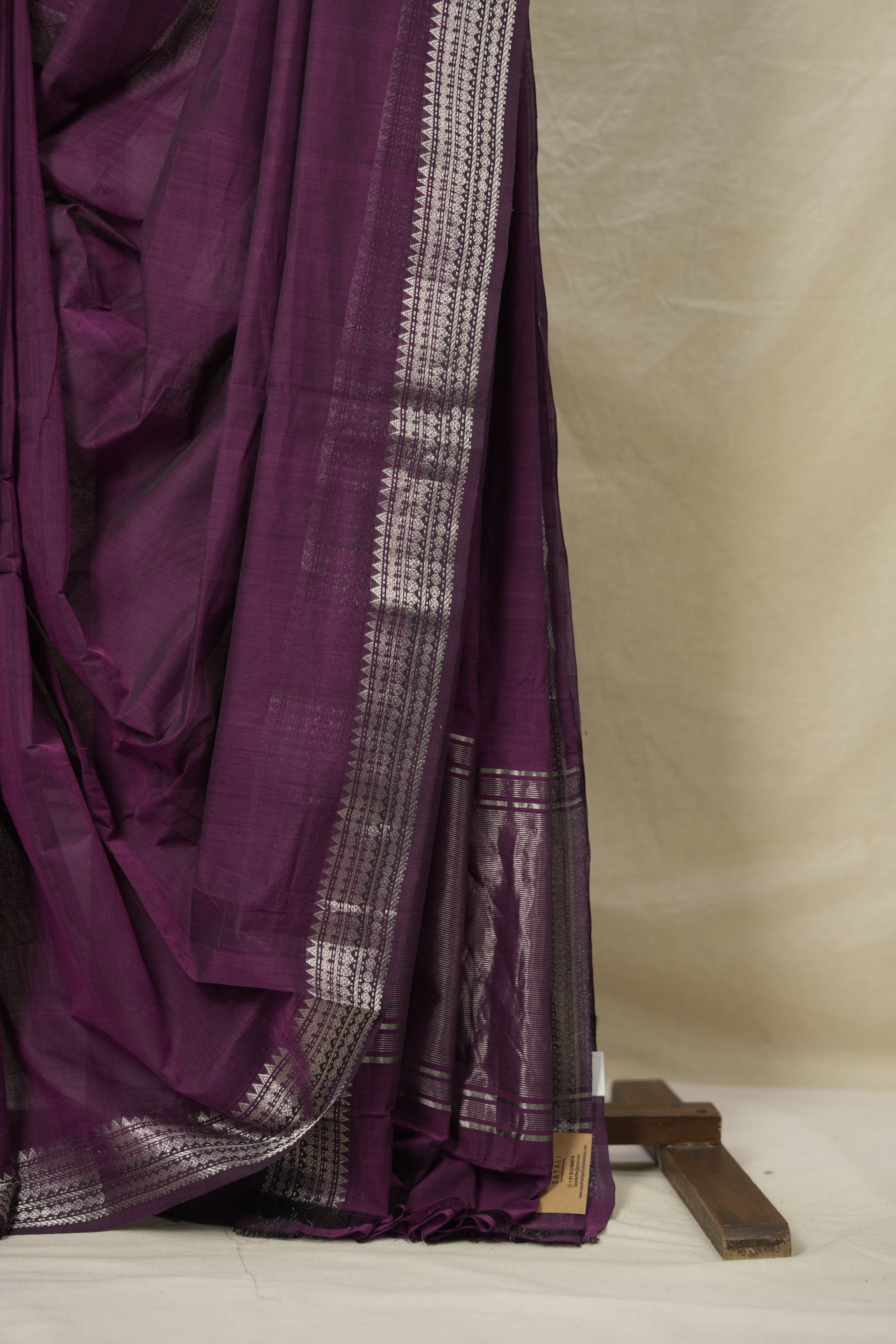 Purple Cotton Mangalgiri Saree - SRPCMS65