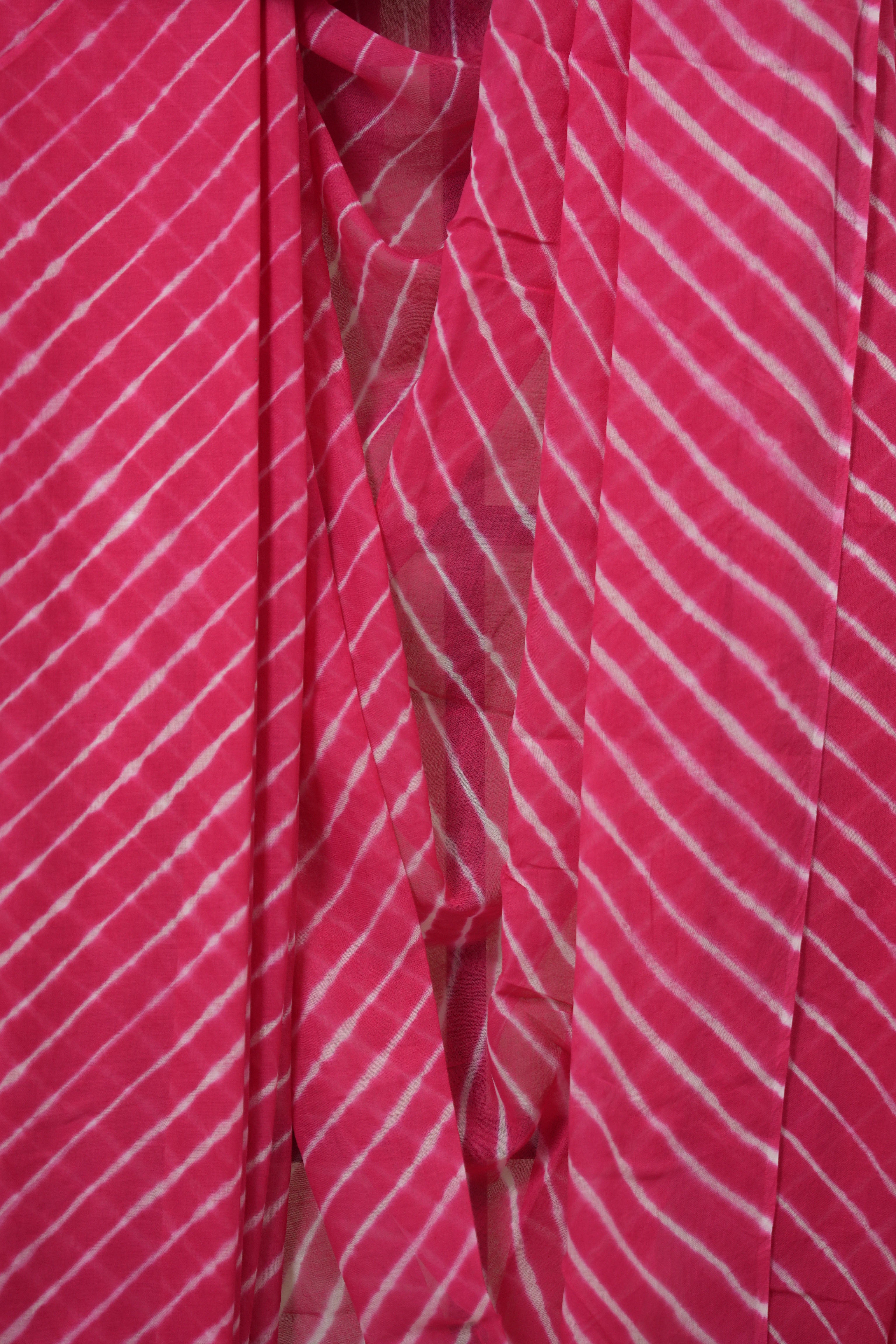Pink Cotton Leheriya Saree - SRPMCLS284
