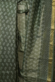 Olive Green HBP Cotton Silk Saree With Maheshwari Border - SROGCSS1632