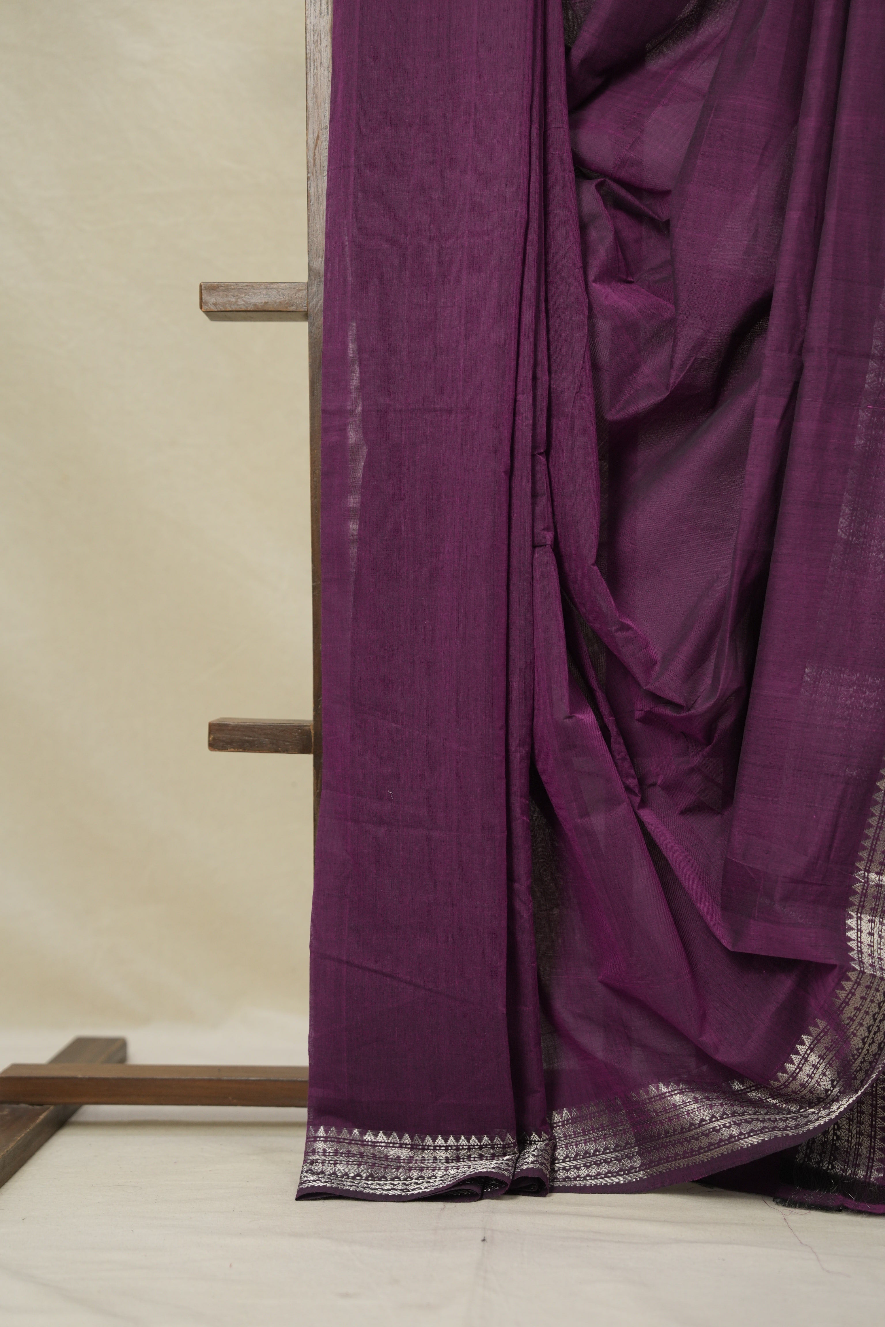 Purple Cotton Mangalgiri Saree - SRPCMS65