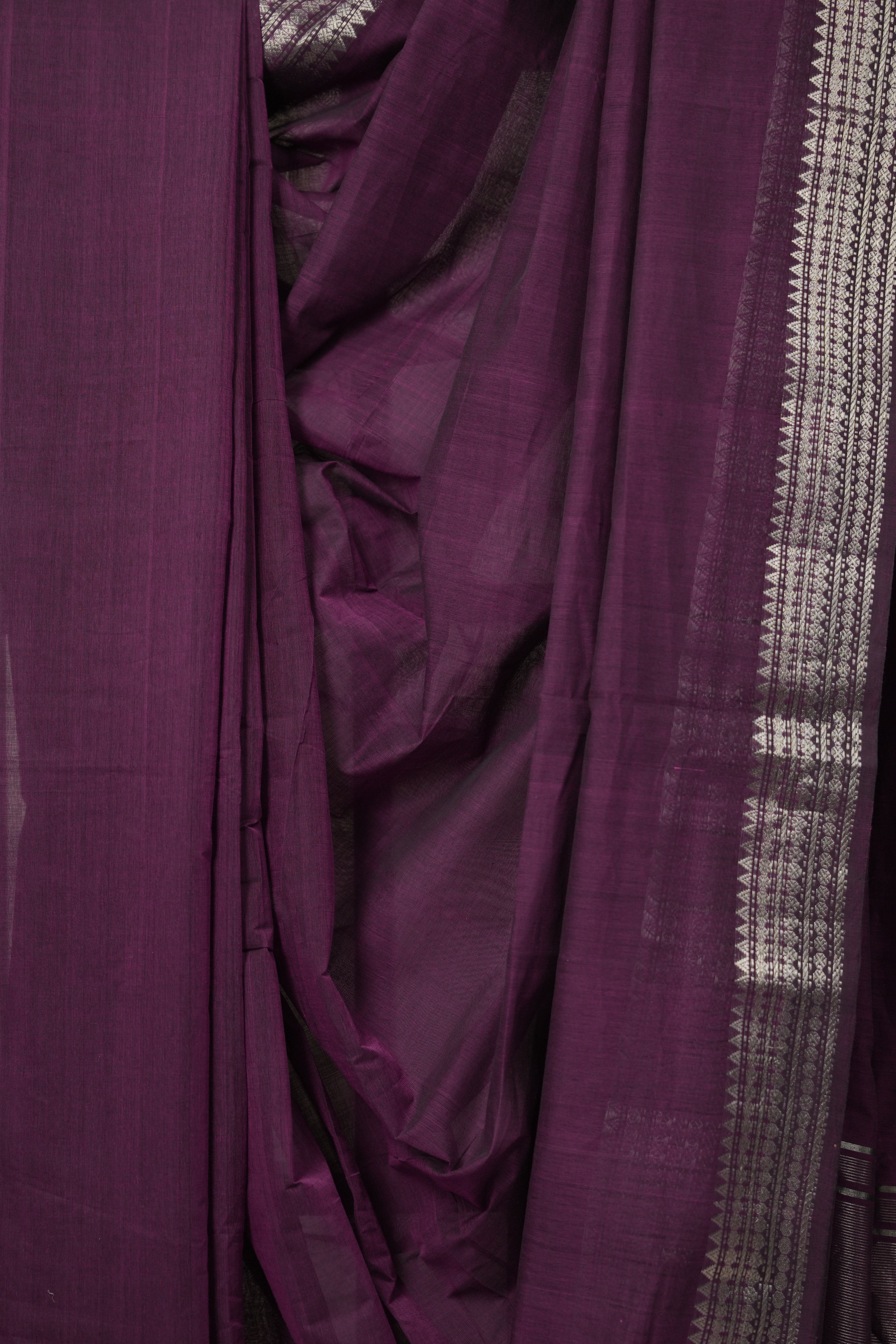 Purple Cotton Mangalgiri Saree - SRPCMS65