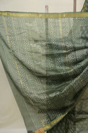 Olive Green HBP Cotton Silk Saree With Maheshwari Border - SROGCSS1632