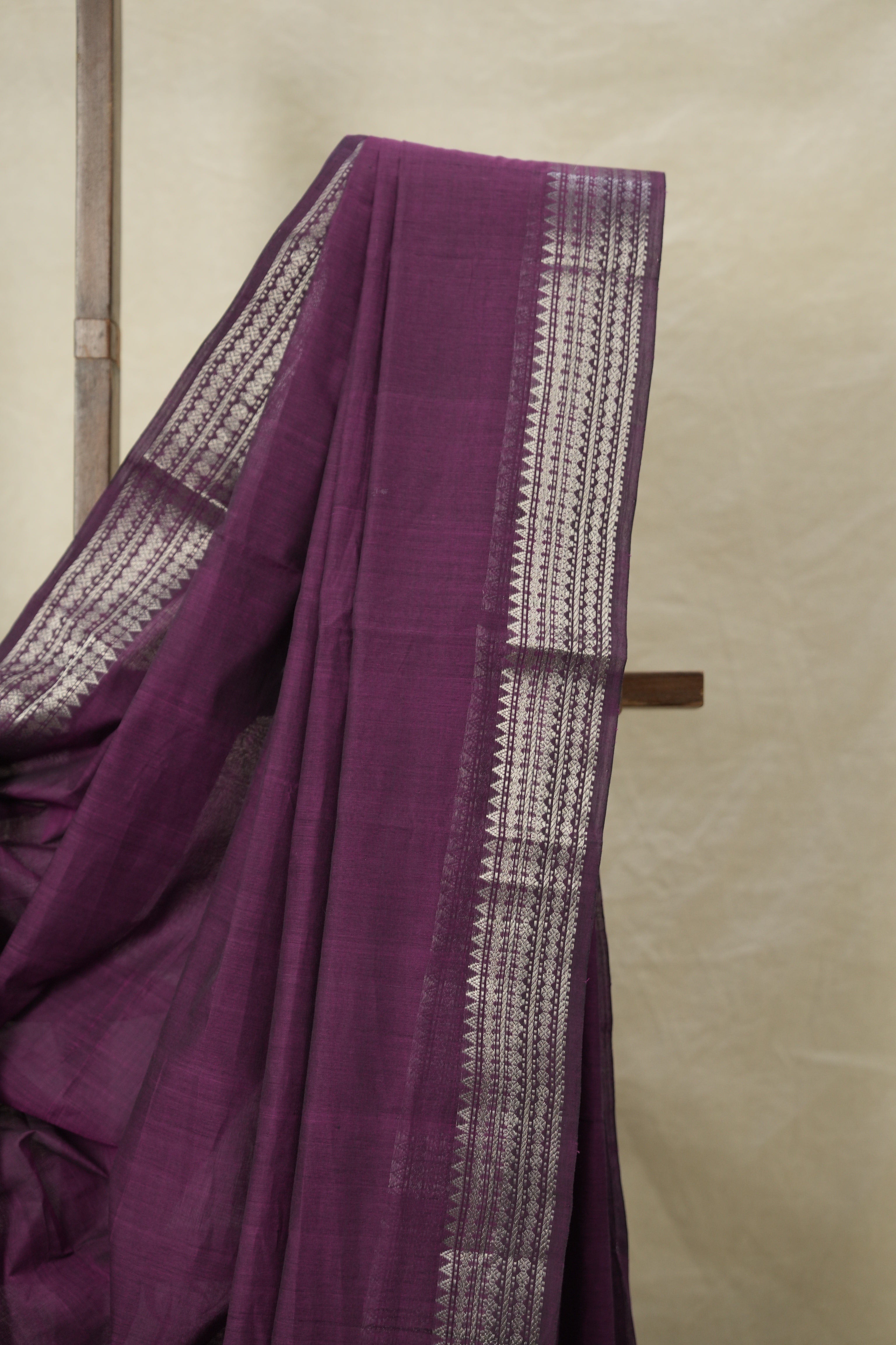 Purple Cotton Mangalgiri Saree - SRPCMS65