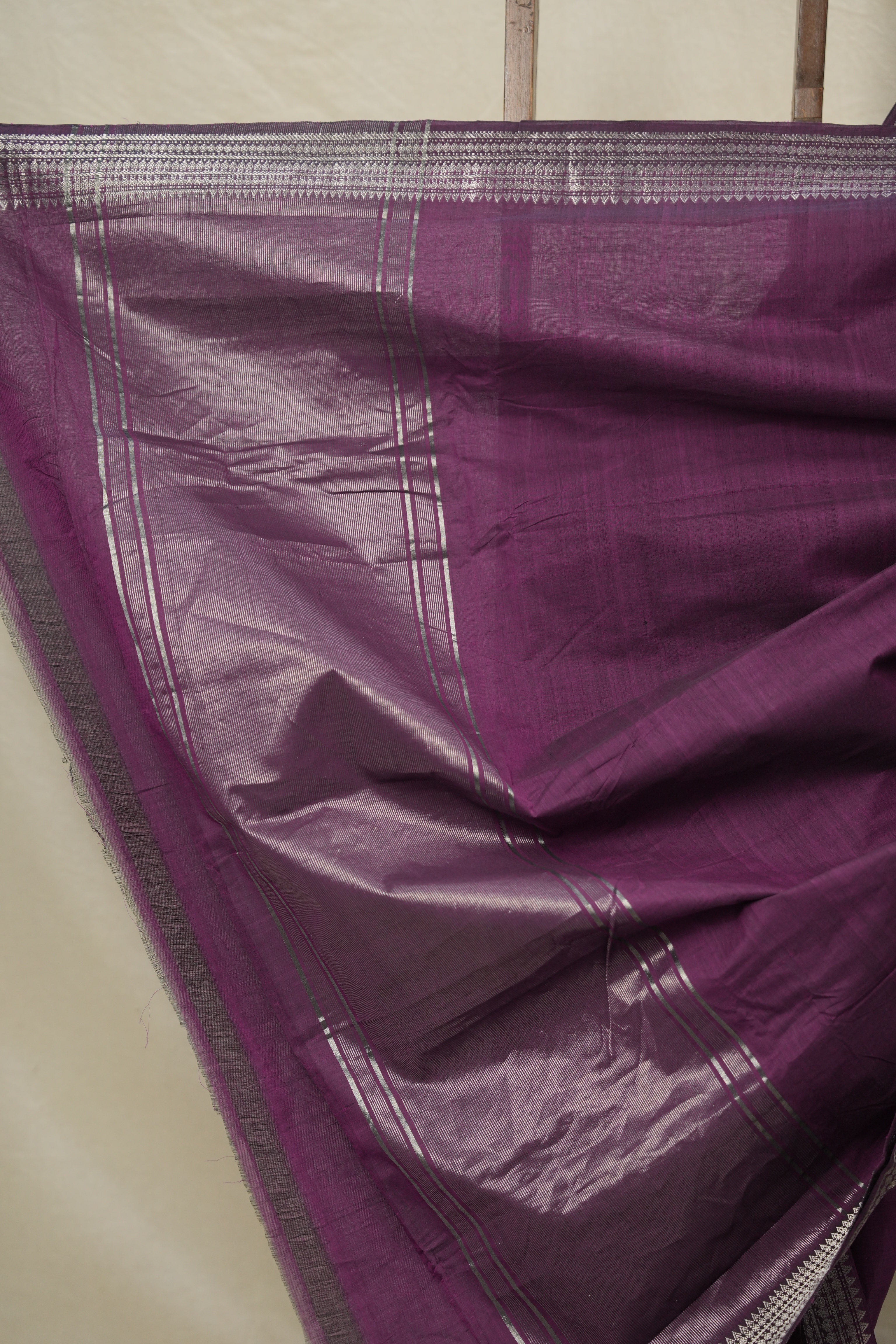 Purple Cotton Mangalgiri Saree - SRPCMS65