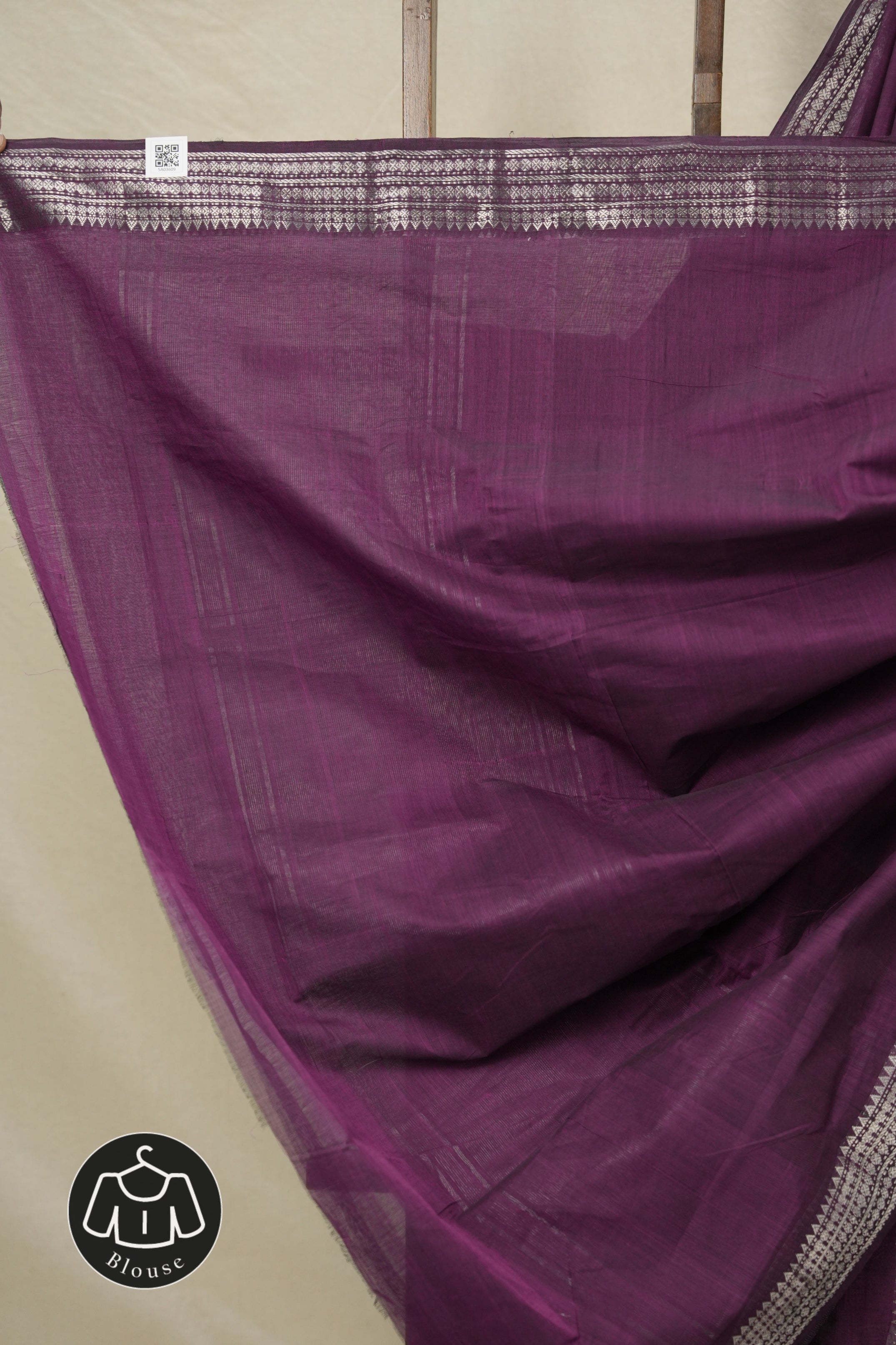 Purple Cotton Mangalgiri Saree - SRPCMS65