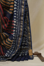 Blue HBP Cotton Silk Saree With Maheshwari Border - SRBCSS1631