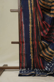 Blue HBP Cotton Silk Saree With Maheshwari Border - SRBCSS1631