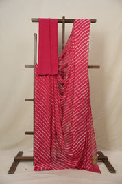 Red Cotton Leheriya Saree - SRRMCLS285