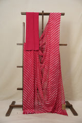 Red Cotton Leheriya Saree - SRRMCLS285