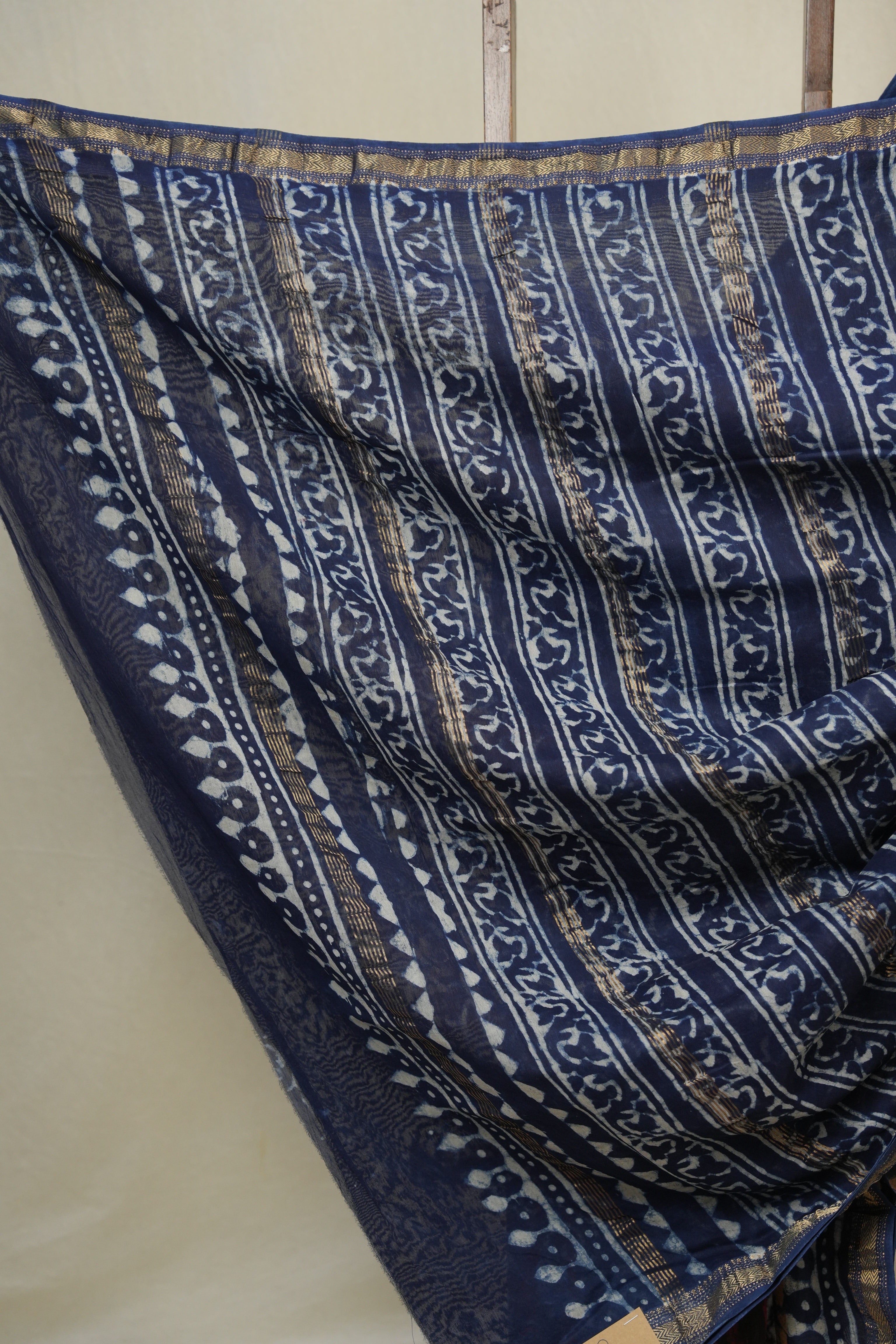 Blue HBP Cotton Silk Saree With Maheshwari Border - SRBCSS1631