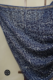 Blue HBP Cotton Silk Saree With Maheshwari Border - SRBCSS1631