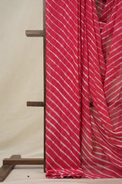 Red Cotton Leheriya Saree - SRRMCLS285