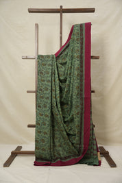 Maroon Green  HBP Mangalgiri Cotton Saree - SRMGHMCS050