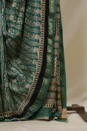 Green HBP Cotton Silk Saree With Maheshwari Border - SRGCSS1635