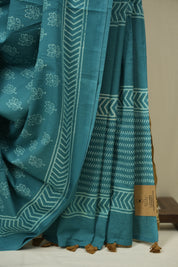 Teal HBP Cotton Saree - SRTCS3485