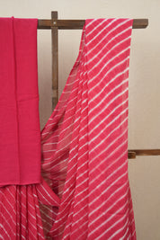 Red Cotton Leheriya Saree - SRRMCLS285