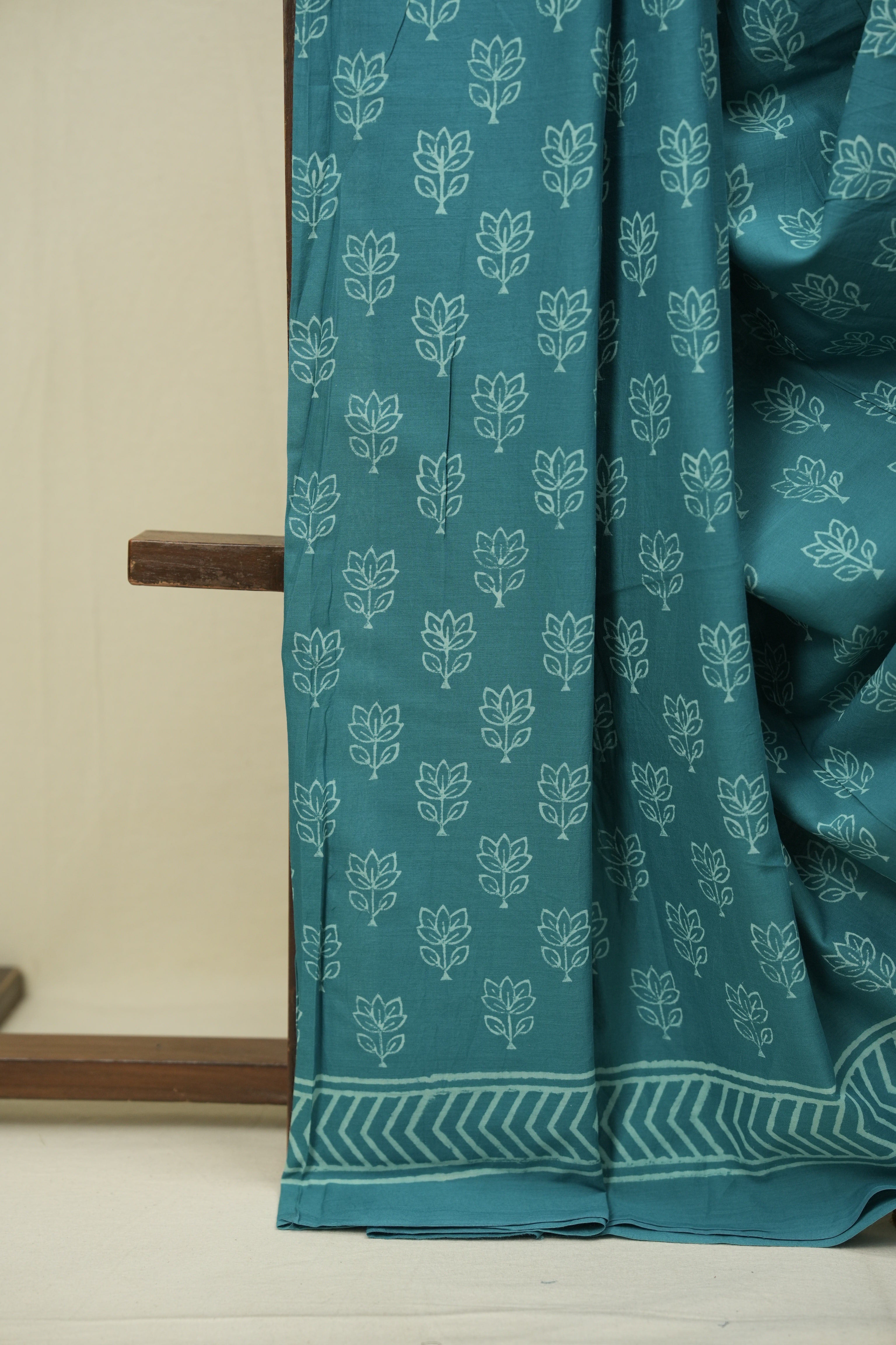 Teal HBP Cotton Saree - SRTCS3485