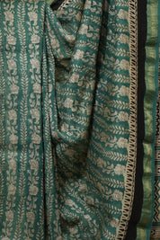 Green HBP Cotton Silk Saree With Maheshwari Border - SRGCSS1635