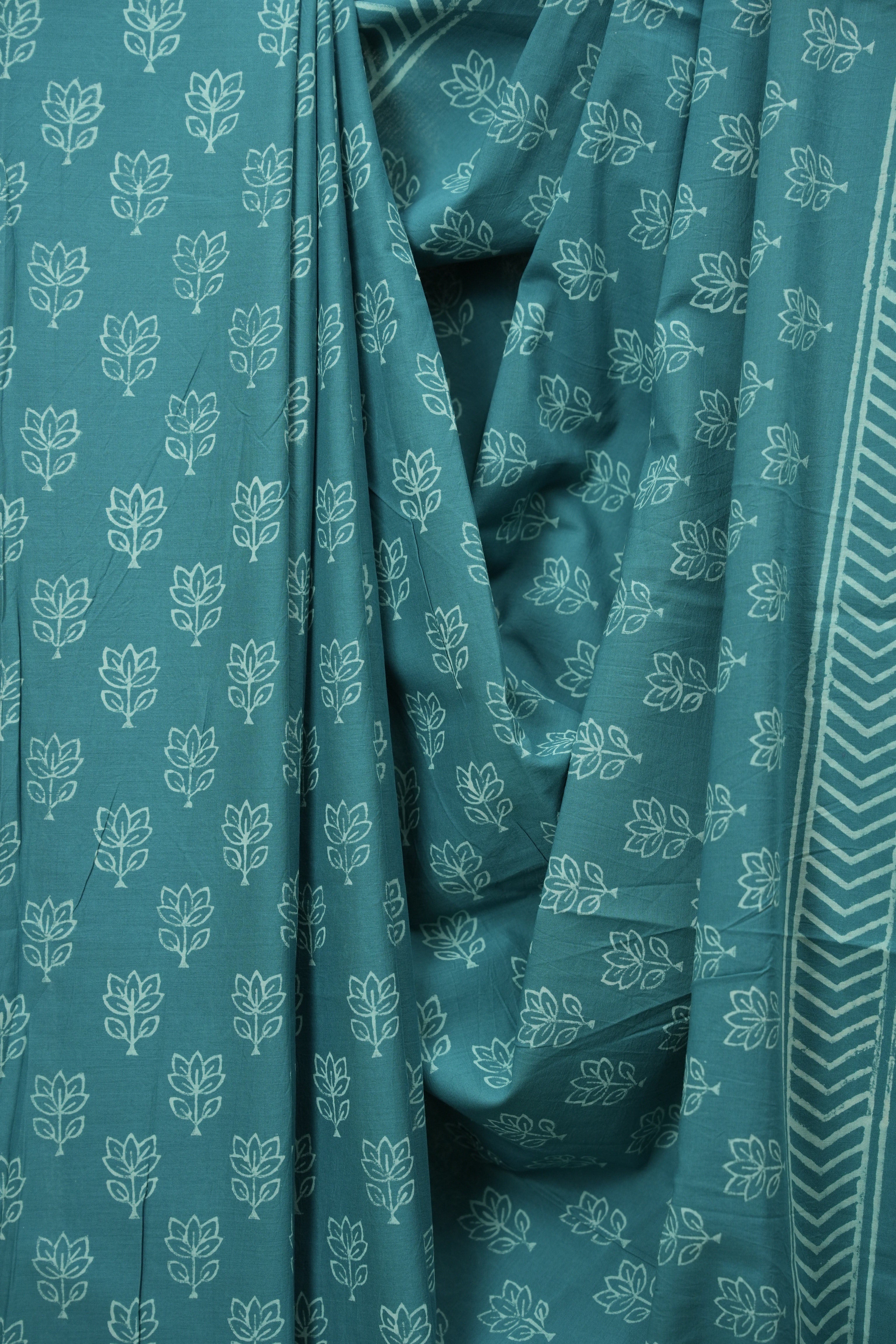 Teal HBP Cotton Saree - SRTCS3485