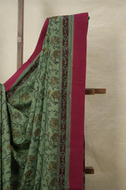 Maroon Green  HBP Mangalgiri Cotton Saree - SRMGHMCS050