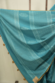Teal HBP Cotton Saree - SRTCS3485