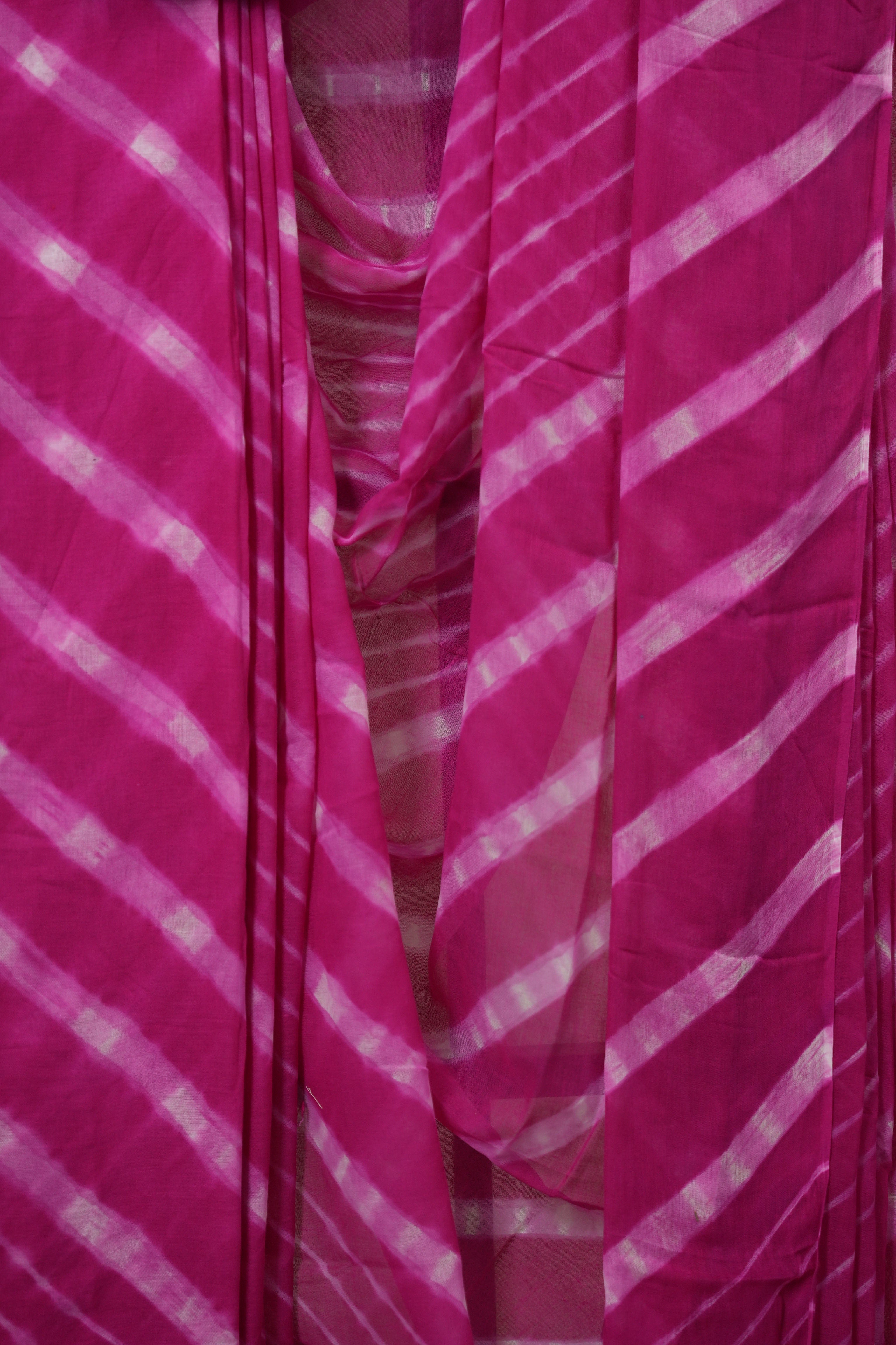 Pink Cotton Leheriya Saree - SRPMCLS289