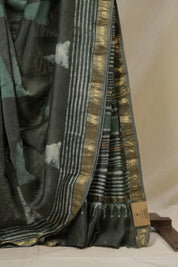 Sage Green HBP Cotton Silk Saree With Maheshwari Border - SRSGCSS1634