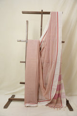 Blush Pink Big Checks Cotton Patteda Anchu Saree - SRBPPAS332