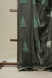 Sage Green HBP Cotton Silk Saree With Maheshwari Border - SRSGCSS1634