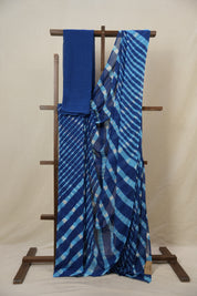 Blue Cotton Leheriya Saree - SRBMCLS292