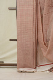 Blush Pink Big Checks Cotton Patteda Anchu Saree - SRBPPAS332