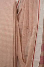 Blush Pink Big Checks Cotton Patteda Anchu Saree - SRBPPAS332