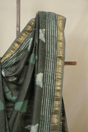 Sage Green HBP Cotton Silk Saree With Maheshwari Border - SRSGCSS1634