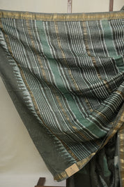 Sage Green HBP Cotton Silk Saree With Maheshwari Border - SRSGCSS1634