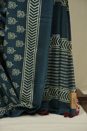 Teal Blue HBP Cotton Saree - SRTBCS3481