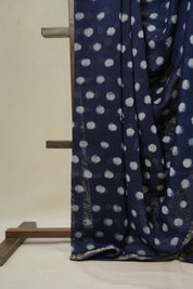Blue HBP Cotton Silk Saree With Maheshwari Border - SRBCSS1678
