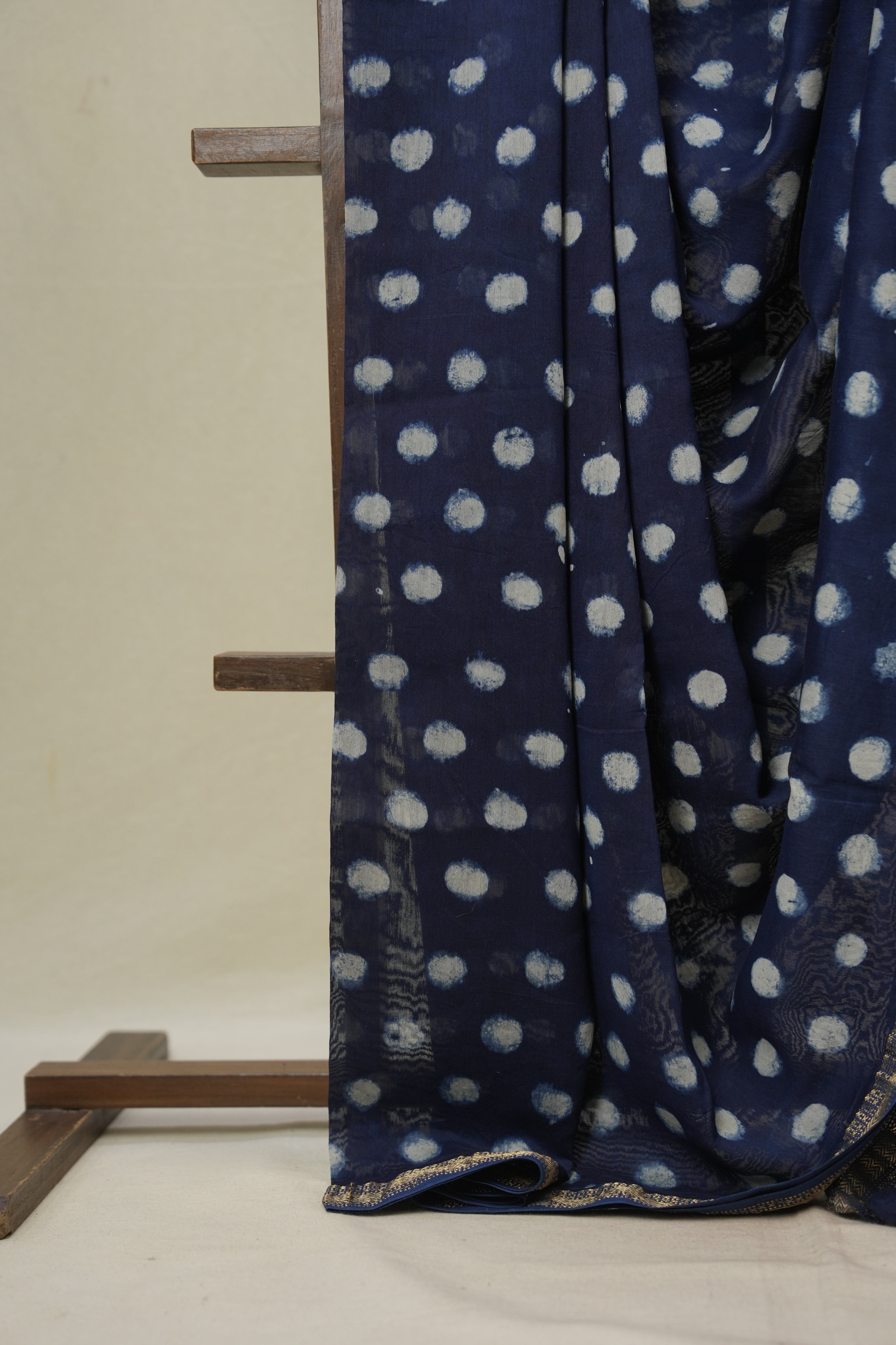 Blue HBP Cotton Silk Saree With Maheshwari Border - SRBCSS1678