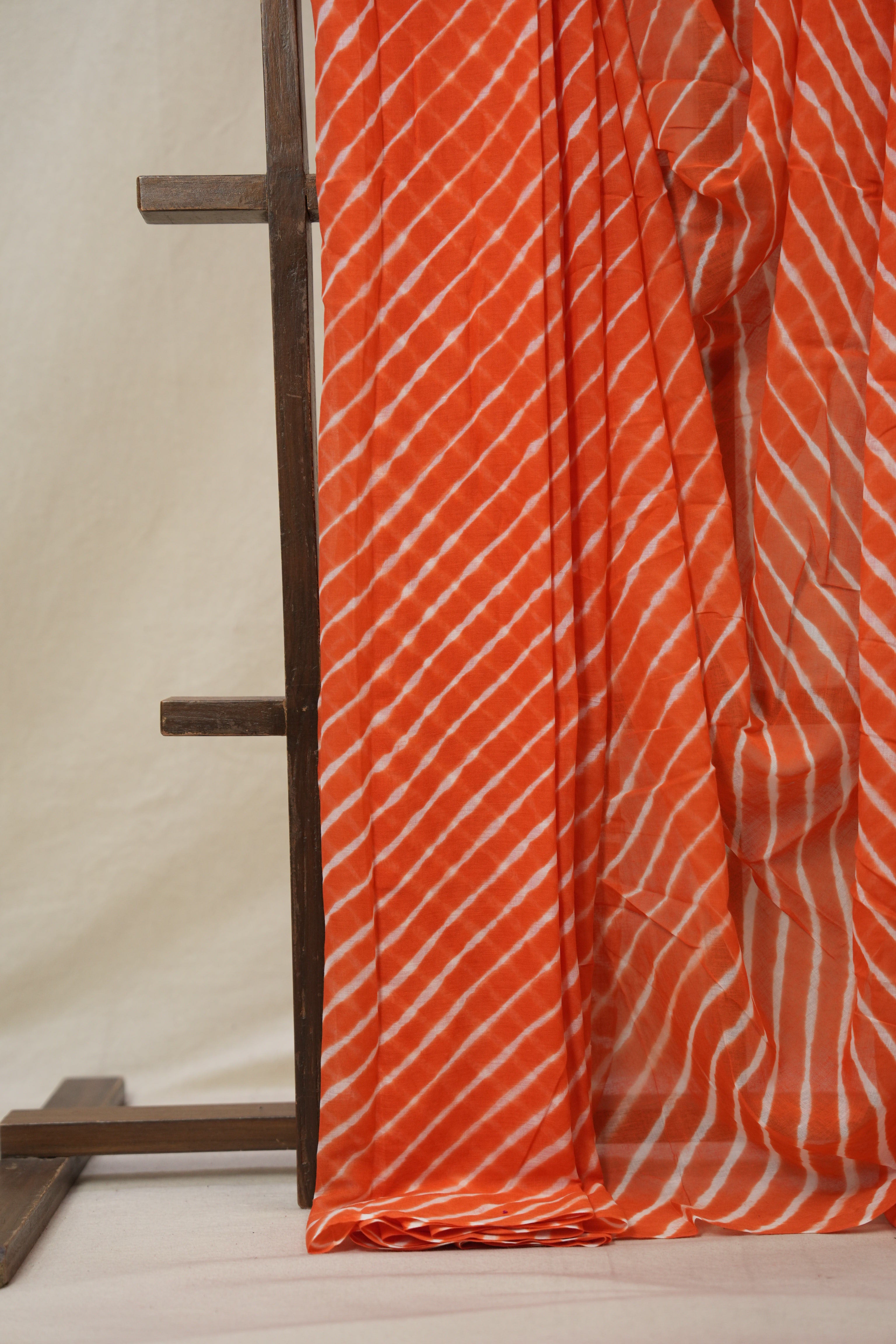 Orange Cotton Leheriya Saree - SROMCLS288