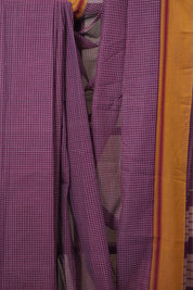 Maroon Purple Big Checks Cotton Patteda Anchu Saree - SRMPPAS328