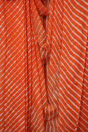 Orange Cotton Leheriya Saree - SROMCLS288