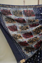 Blue HBP Cotton Silk Saree With Maheshwari Border - SRBCSS1678
