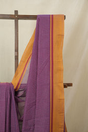 Maroon Purple Big Checks Cotton Patteda Anchu Saree - SRMPPAS328