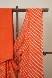 Orange Cotton Leheriya Saree - SROMCLS288