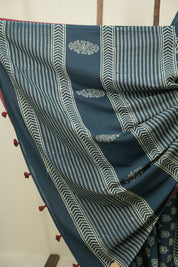 Teal Blue HBP Cotton Saree - SRTBCS3481