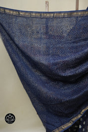 Blue HBP Cotton Silk Saree With Maheshwari Border - SRBCSS1678