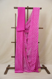 Pink Cotton Leheriya Saree - SRPMCLS287