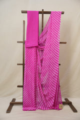 Pink Cotton Leheriya Saree - SRPMCLS287