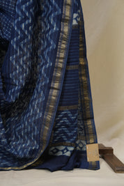 Blue HBP Cotton Silk Saree With Maheshwari Border - SRBCSS1629